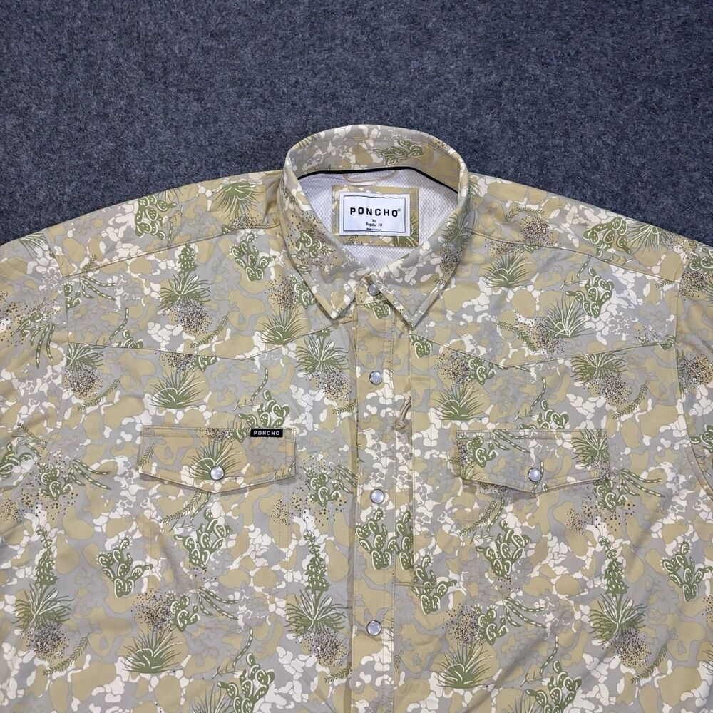 Poncho Outdoors The Carrizo Pearl Snap Button Shirt Size XL Vented Camo Print
